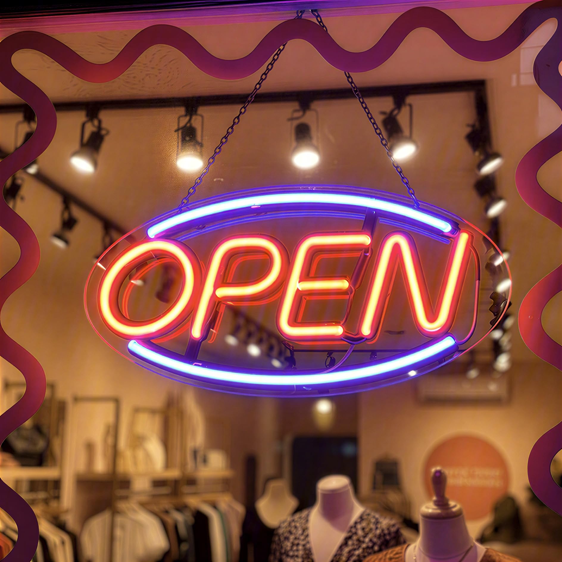 Open Sign for Business, Ultra Bright LED Window Sign, 18 In with Controller | Mu