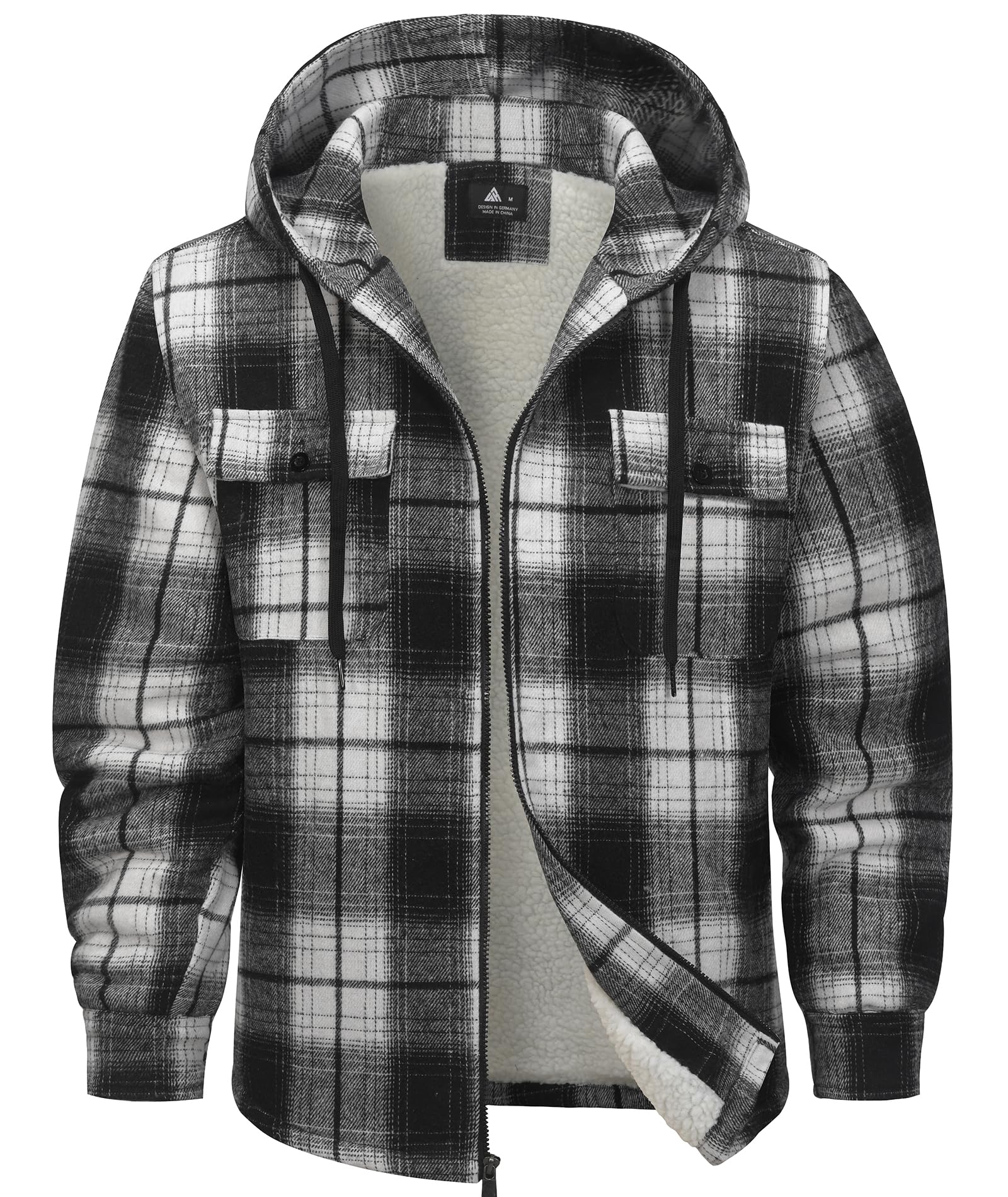 SwissWell Men Shirt Jacket Plaid Flannel Plaid Thick Lining Plush Casual Lined M