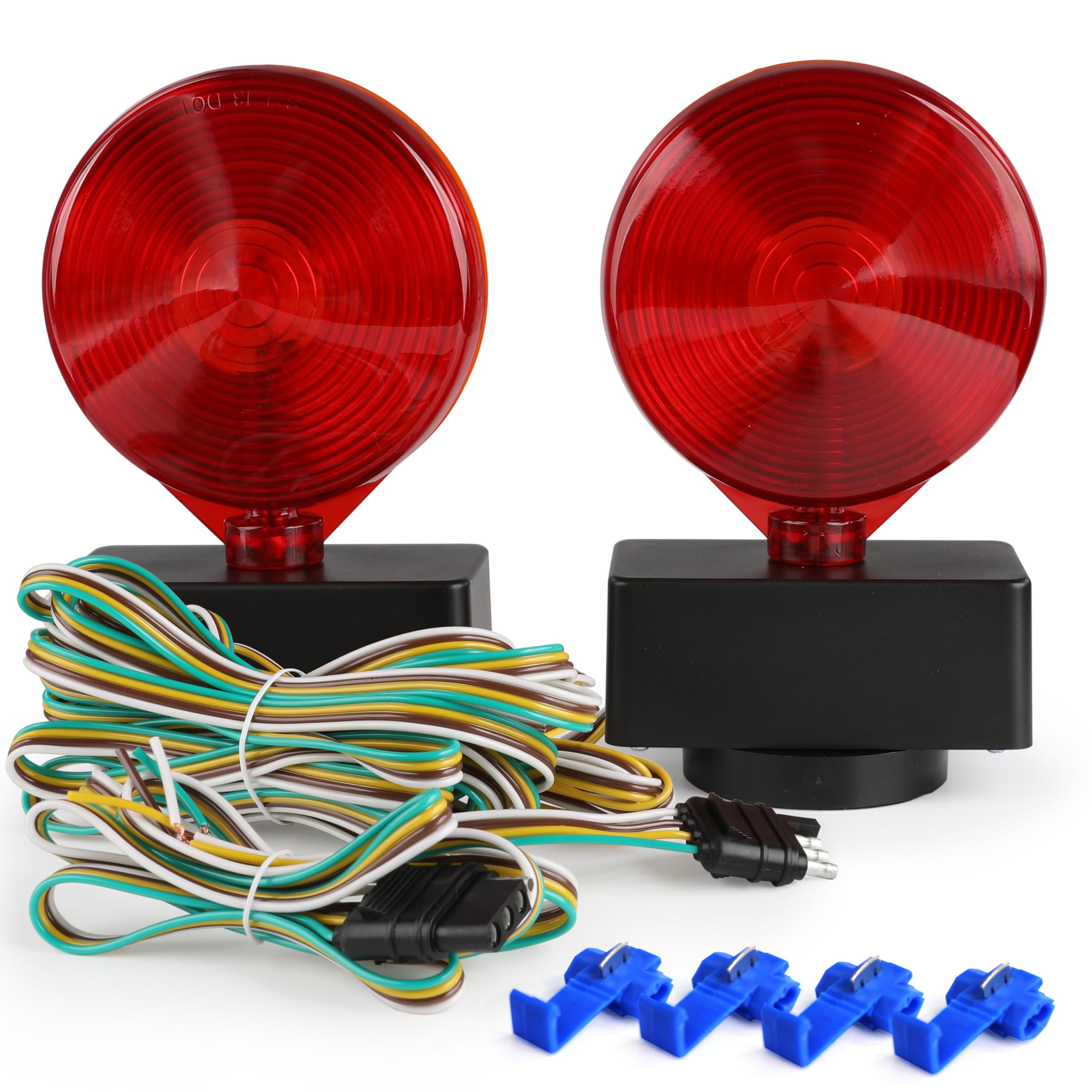 MAXXHAUL 12V IPX4 Magnetic Towing Light Kit – Dual Sided Red Brake &amp; Amber F