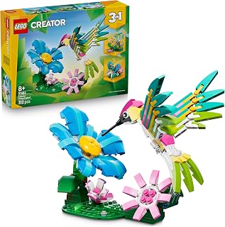 LEGO Creator 3-in-1 Wild Animals: The Colorful Hummingbird 31384 | 312 Pieces Bird Toy for Girls from 8 Years Old, Turns into Butterfly or Fish Figurine Ornament Gift Idea