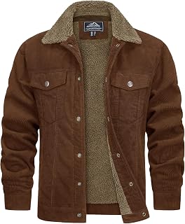 TACVASEN Men's Lined Corduroy Jacket, Warm Transition Jacket, Winter Cargo Jacket with Soft Comfort Collar