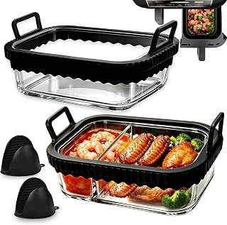 Set of 2 Glass Casserole Dish Airfryer for NINJA Hot Air Fryer BPA-Free