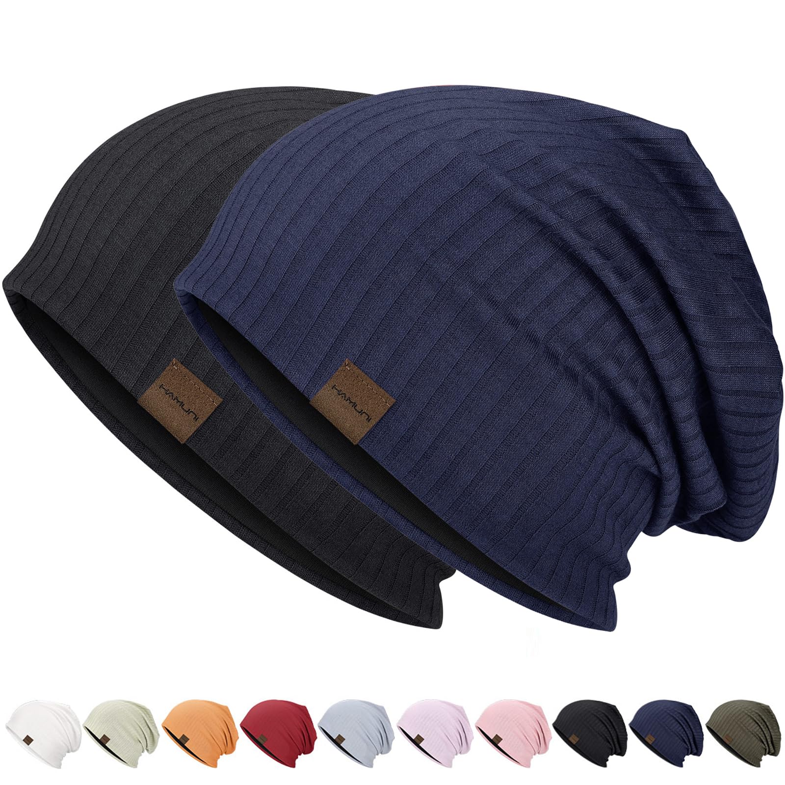 HAMUNI Slouchy Beanie for Men Women Soft Lightweight Chemo Headwear