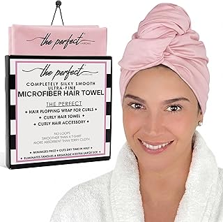 THE PERFECT HAIRCARE Microfibre Hair Towel Wrap for Women - Absorbent Quick Drying Turban for Curly and Long Hair for Girls and Kids - Anti Frizz (Pink)