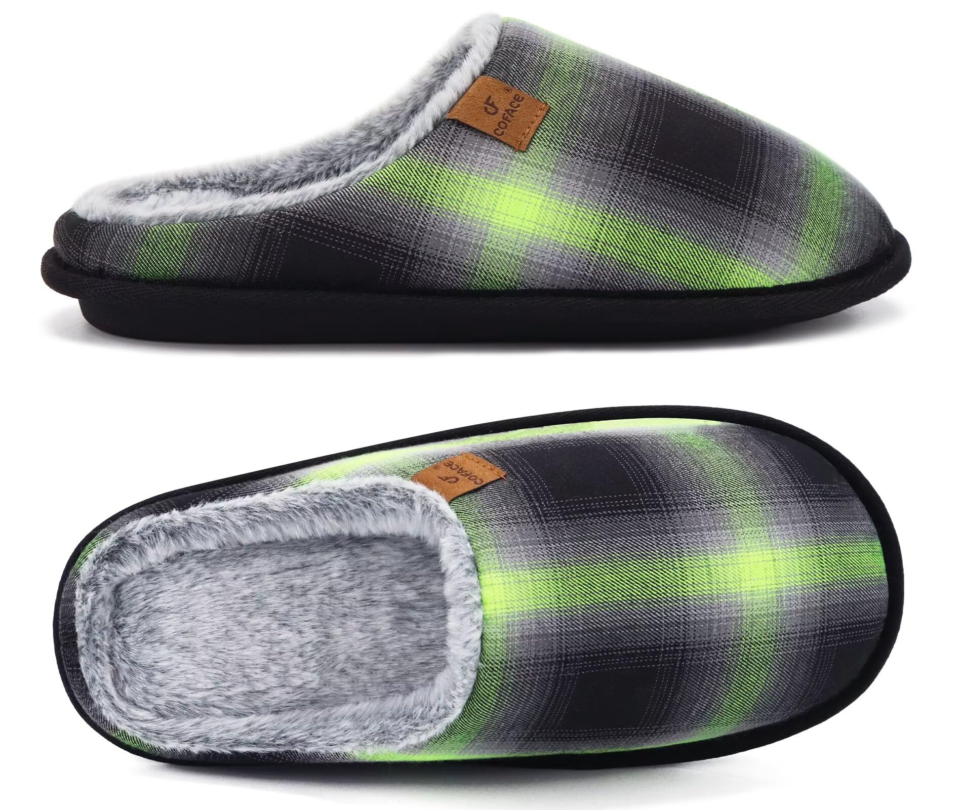 COFACE Mens Cozy Memory Foam Scuff Slippers Warm Slip On House Shoes