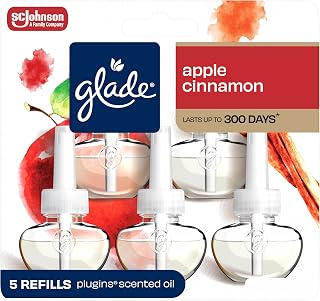 Glade PlugIns Refills Air Freshener, Scented and Essential Oils for Home and Bathroom, Apple Cinnamon, 3.35 Fl Oz, 5 Count