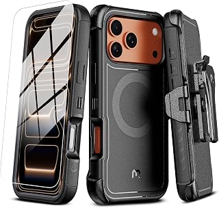 M MYBAT PRO for iPhone 17 Pro Max Case with Belt Clip Holster Black