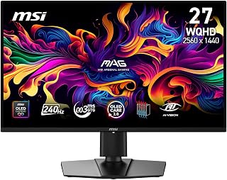 MSI MAG 274QP QD-OLED X24 27-Inch WQHD Gaming Monitor, 2560 x 1440 Quantum Dot OLED Panel, 240Hz, 0.03ms, G-SYNC Compatible, AMD FreeSync Premium, HDMI2.1, DP 1.4a, Tilt/Height Adjustable, Black