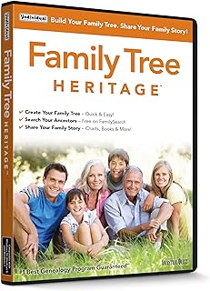 Individual Software Family Tree Heritage - Genealogy Software - Includes Free Searches to FamilySearch, the World's Largest Genealogy Database & Options for English, French, German & Spanish - CD/PC