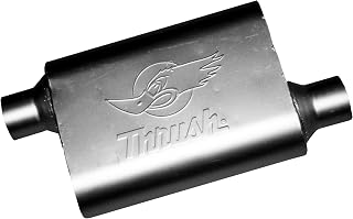 Thrush Muffler Deep Race Tone (Most Applications) Inlet 2.5 Pipe Connection Offset Outlet 2.5 Offset