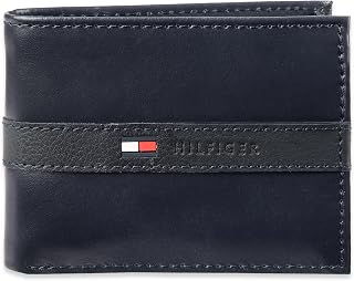 Tommy Hilfiger Men's Leather Wallet – Slim Bifold with 6 Credit Card Pockets and Removable Id Window