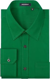 HISDERN Men's Formal Dress Shirt Cotton Long Sleeve Solid Button Down Shirts for Men