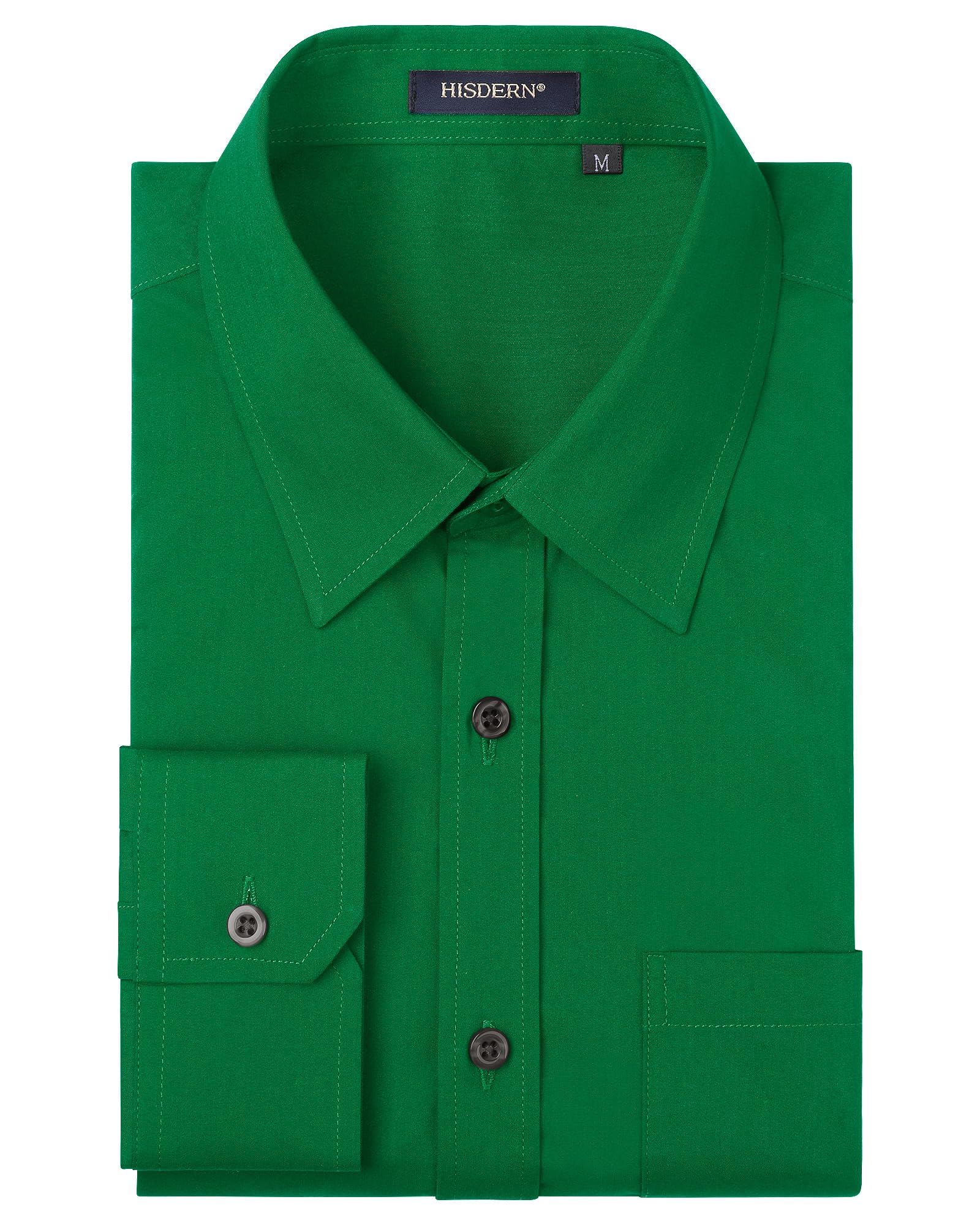 HISDERN Men's Formal Dress Shirt Cotton Long Sleeve Solid Button Down Shirts for