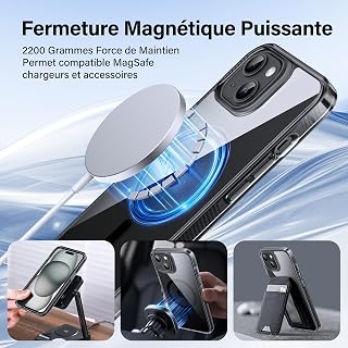 Supdeal iPhone 15 Magnetic Transparent Case Purple