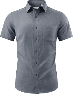J.VER Mens Shirts Short Sleeve Summer Smart Casual Oxford Dress Shirt