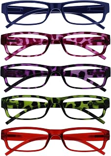 OPULIZE RRRRR32-3456Z +2.50 Value Reading Glasses Pack of 5 Lightweight Men Women Blue Pink Purple Green Red