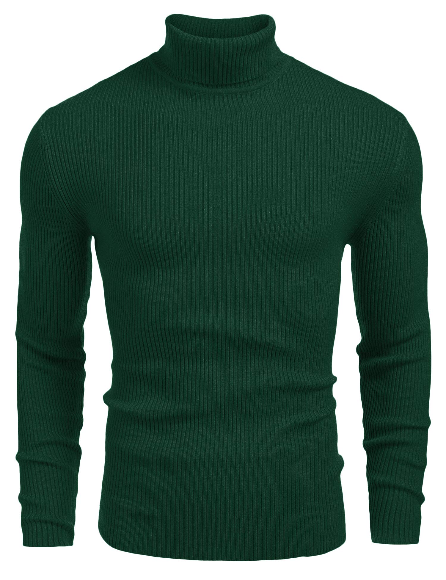 COOFANDY - Suéter de punto con cuello alto acanalado para hombre - verde - XX-La