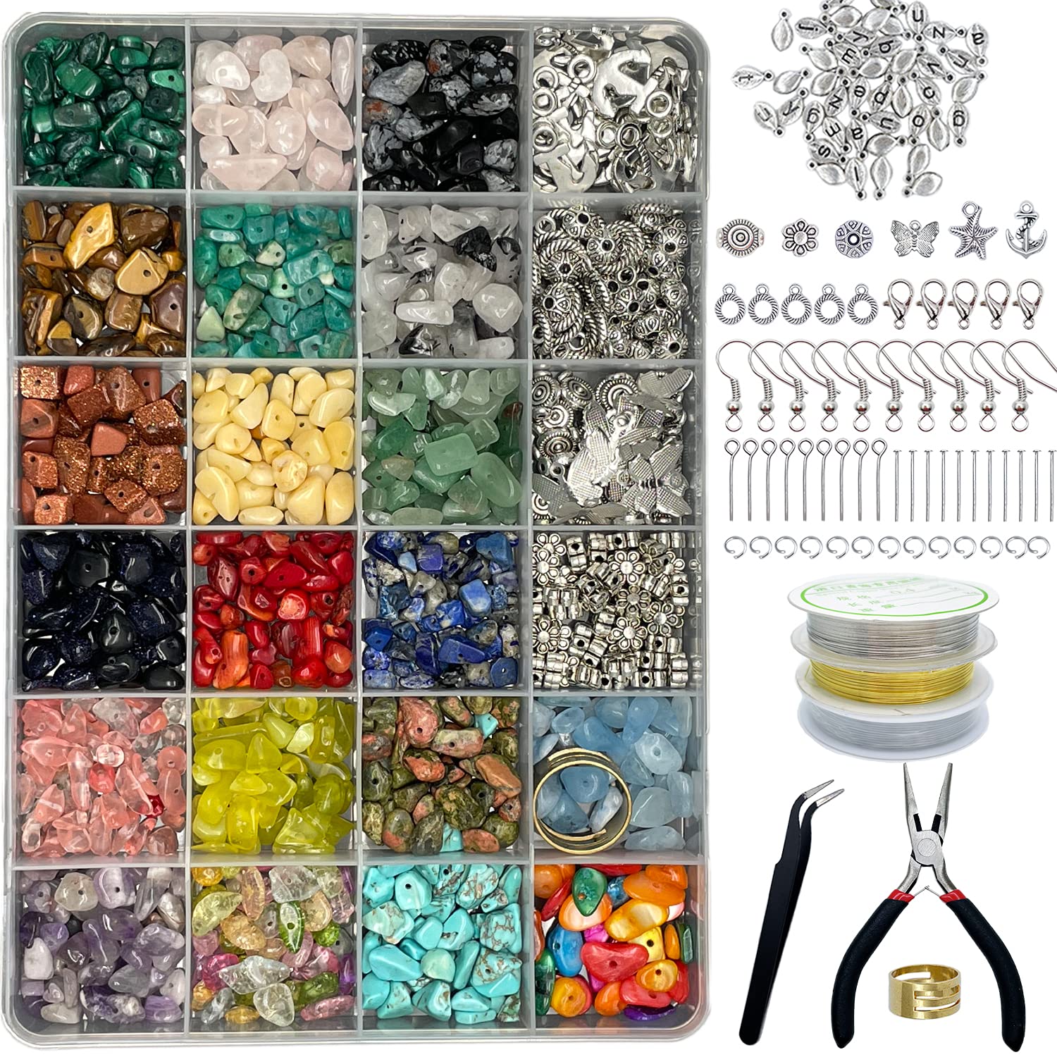 Xmada Jewelry Making Supplies Kit - 1587 PCS Beads, Crystal Beads, Jewelry Plier