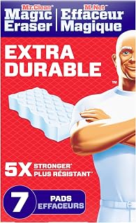 Mr. Clean Magic Eraser Sponge, Extra Durable, All Purpose Cleaner, Cleaning Scrubber, Wall, Sneaker, Kitchen, Bathroom, Shower Cleaner, Cleaning Supplies, Cleaning Pads, 7ct