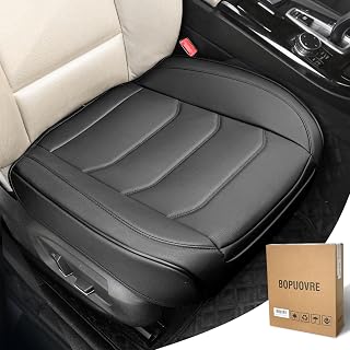 BOPUOVRE Car Seat Cover for Luxury &amp; Comfort PU Leather | Anti Slip Full Wrap Protection Storage Pocket Bottom Cushion Universal Fit 95% Vehicles Black 1 Piece