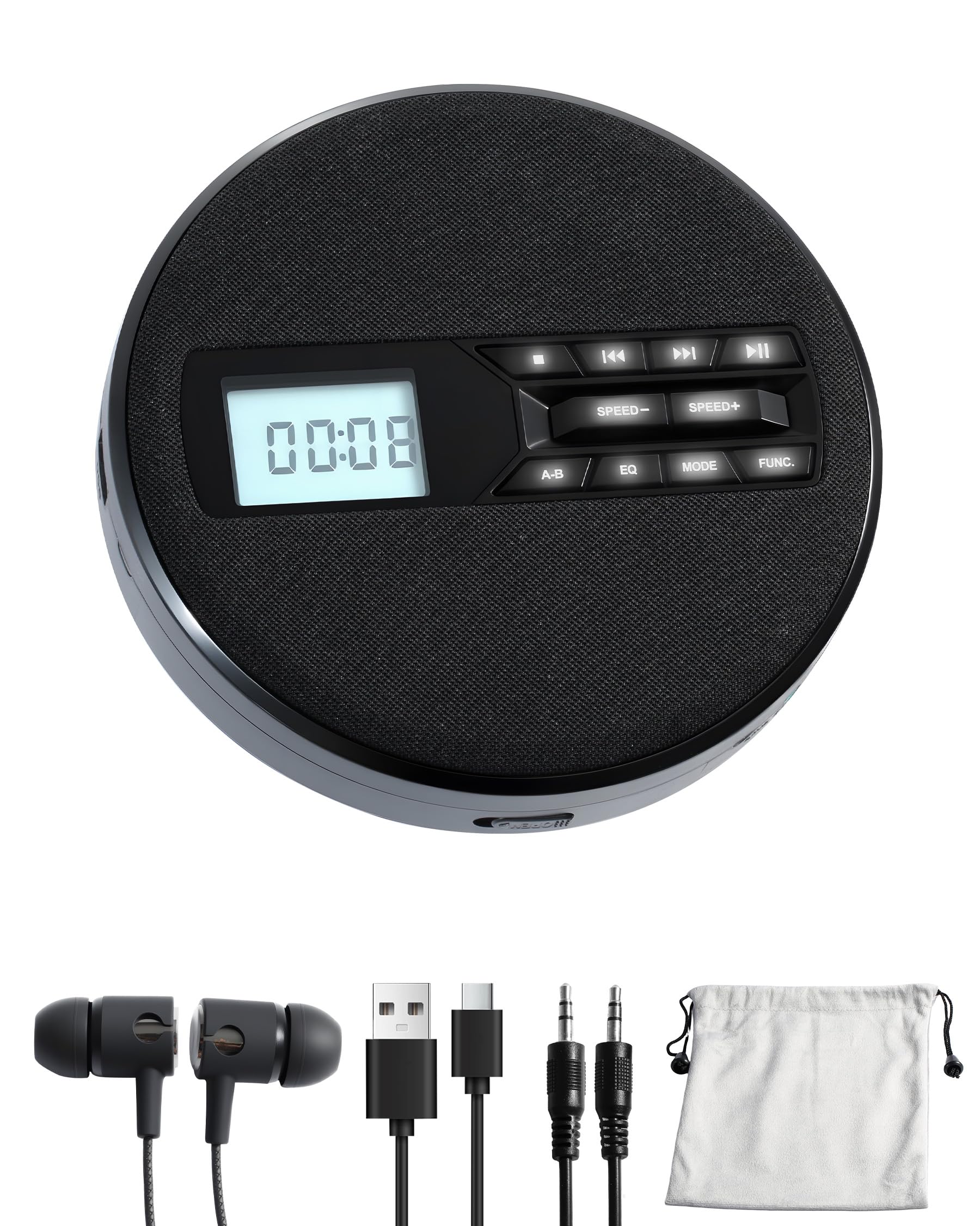 Portable CD Player with Speakers, Rechargeable CD Player for Car & Home | Person