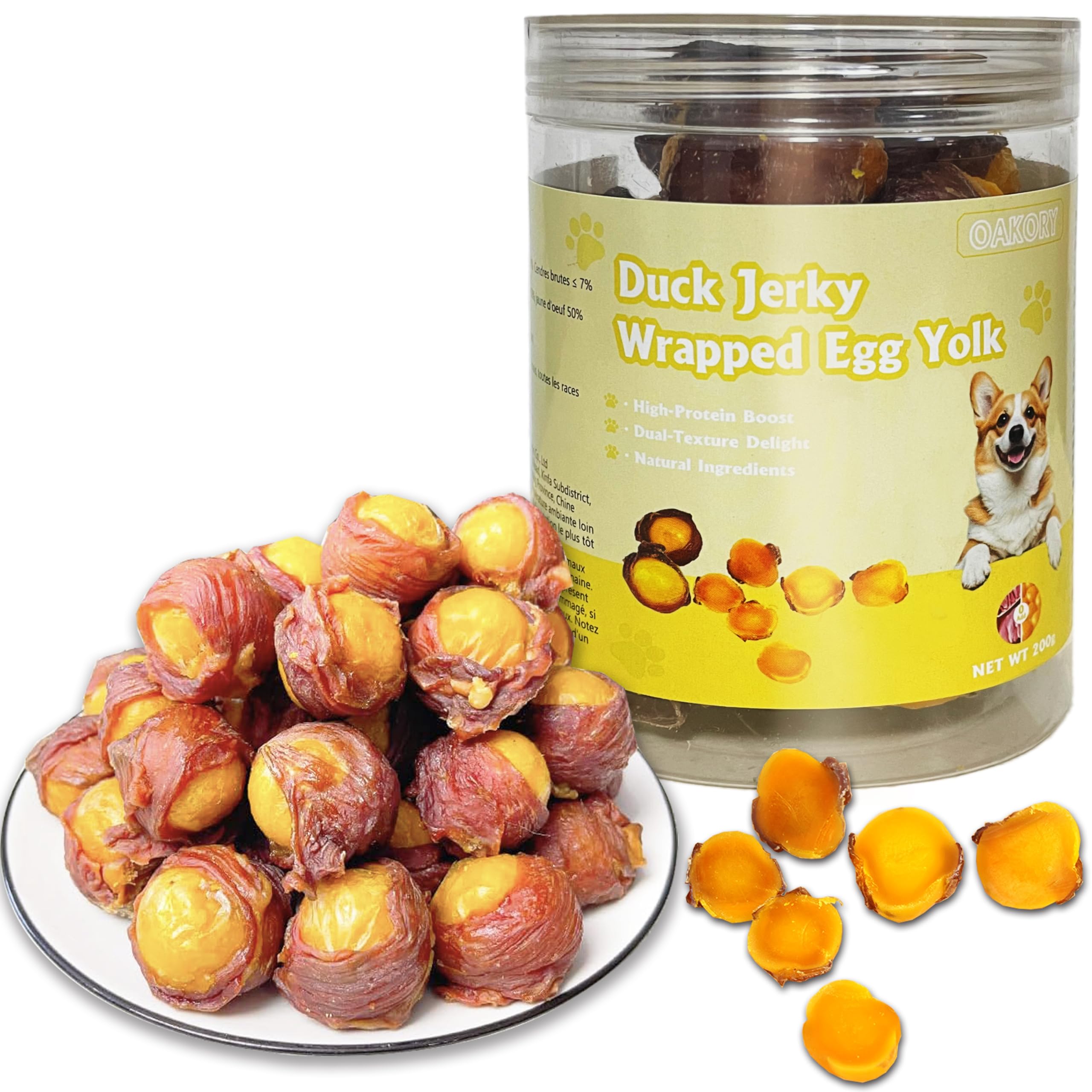 Freeze-Dried Egg Yolk Wrapped with Duck –200g+Dog Training Treats, All-Natural, 
