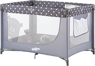 Pamo Babe Pack and Play Portable Crib Baby Playpen Foldable Playard for Infant Toddler with Mattress Pad, Lightweight Unisex Travel Crib Gray