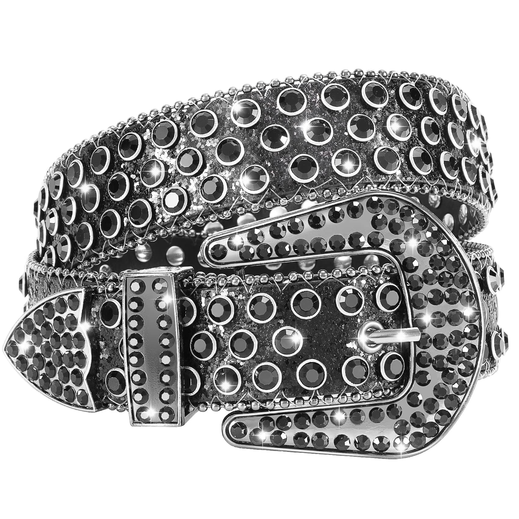 WHIPPY Women Western Rhinestones Belts Men Studded Belt for Jeans Bling Cowgirl 