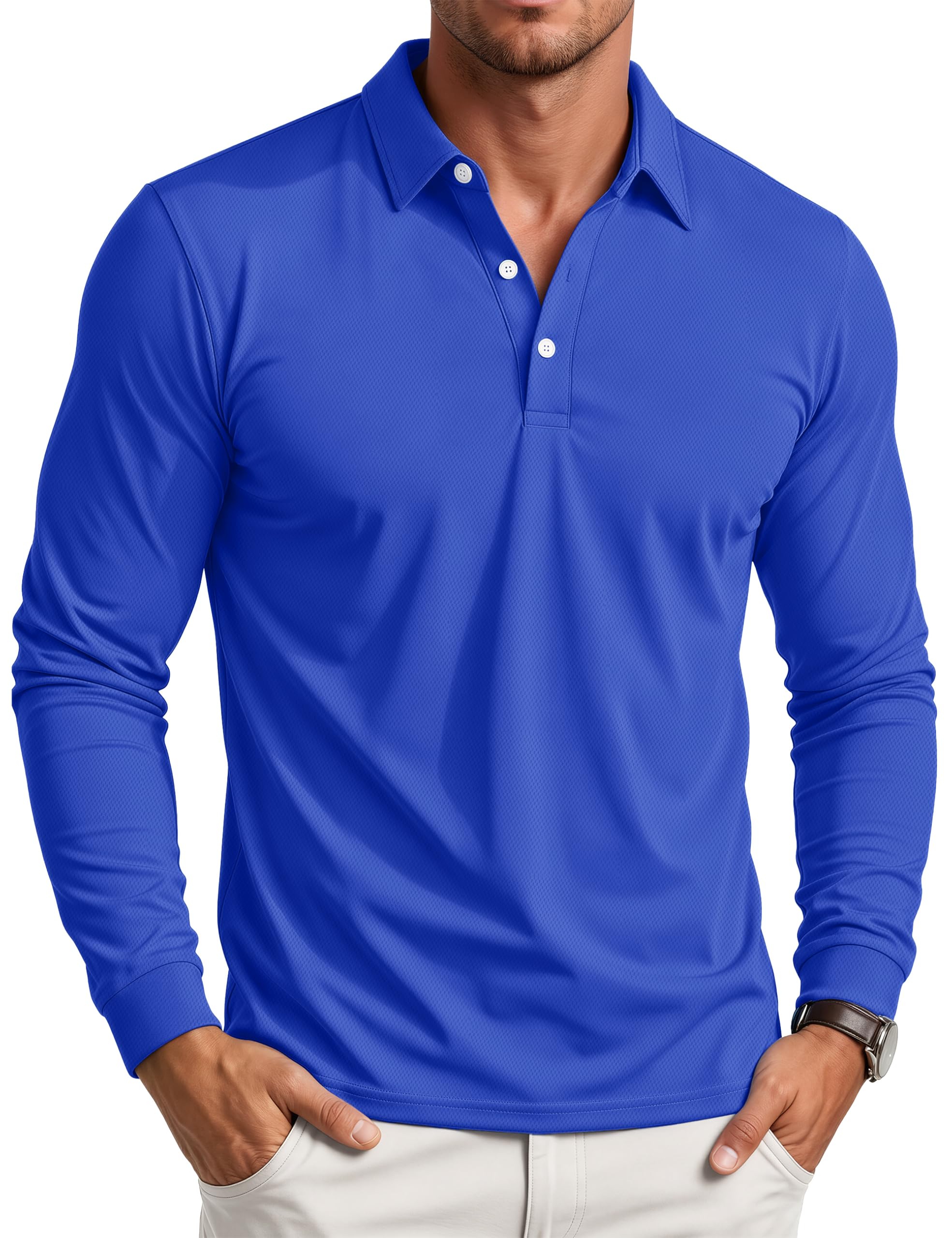 MAGCOMSEN Men's Polo Shirt Long Sleeve Quick Dry Golf Collared Shirts