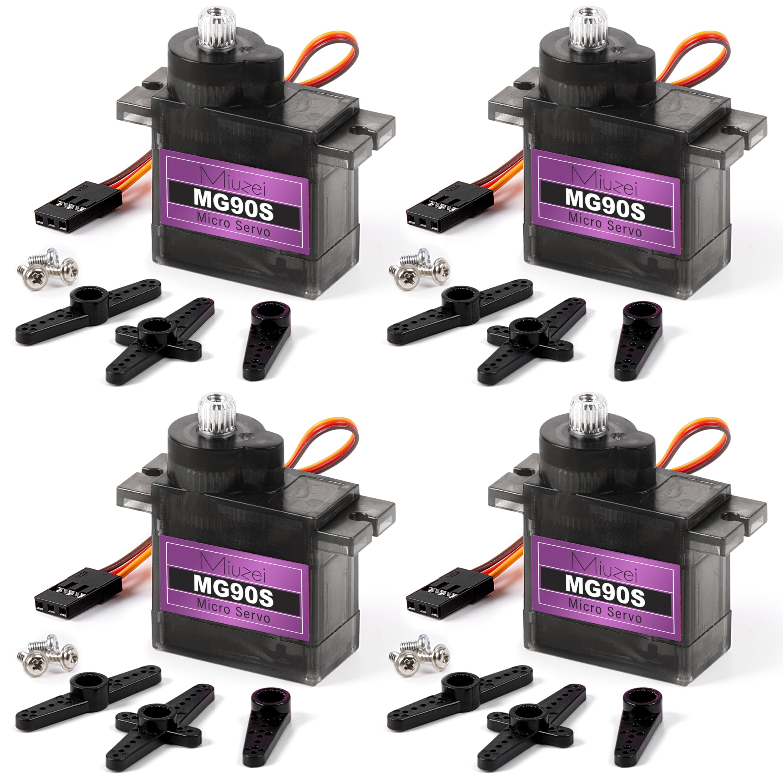 Miuzei MG90S 9G Micro Servo Motor Metal Gear for RC Plane Robot Arduino (4) | 2.