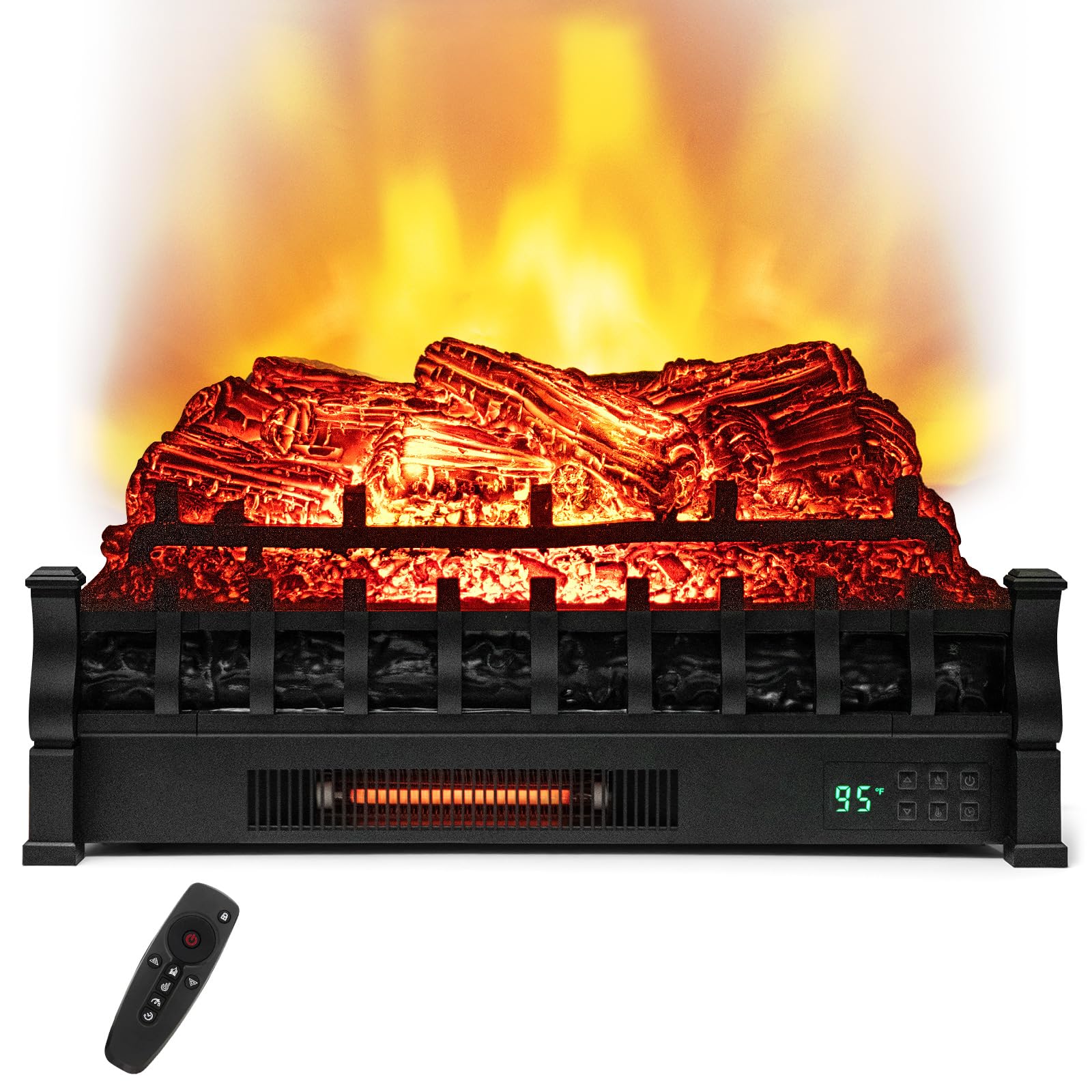 COSTWAY 26-inch Electric Fireplace Logs Set with Realistic Flame, Pinewood | 150