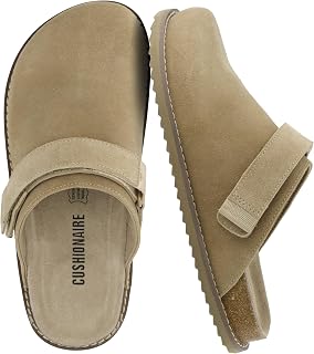 CUSHIONAIRE Boulder Genuine Leather Clogs for Women, Slingback Slip On Shoes with Adjustable Swivel Back Strap and Memory Foam Footbed