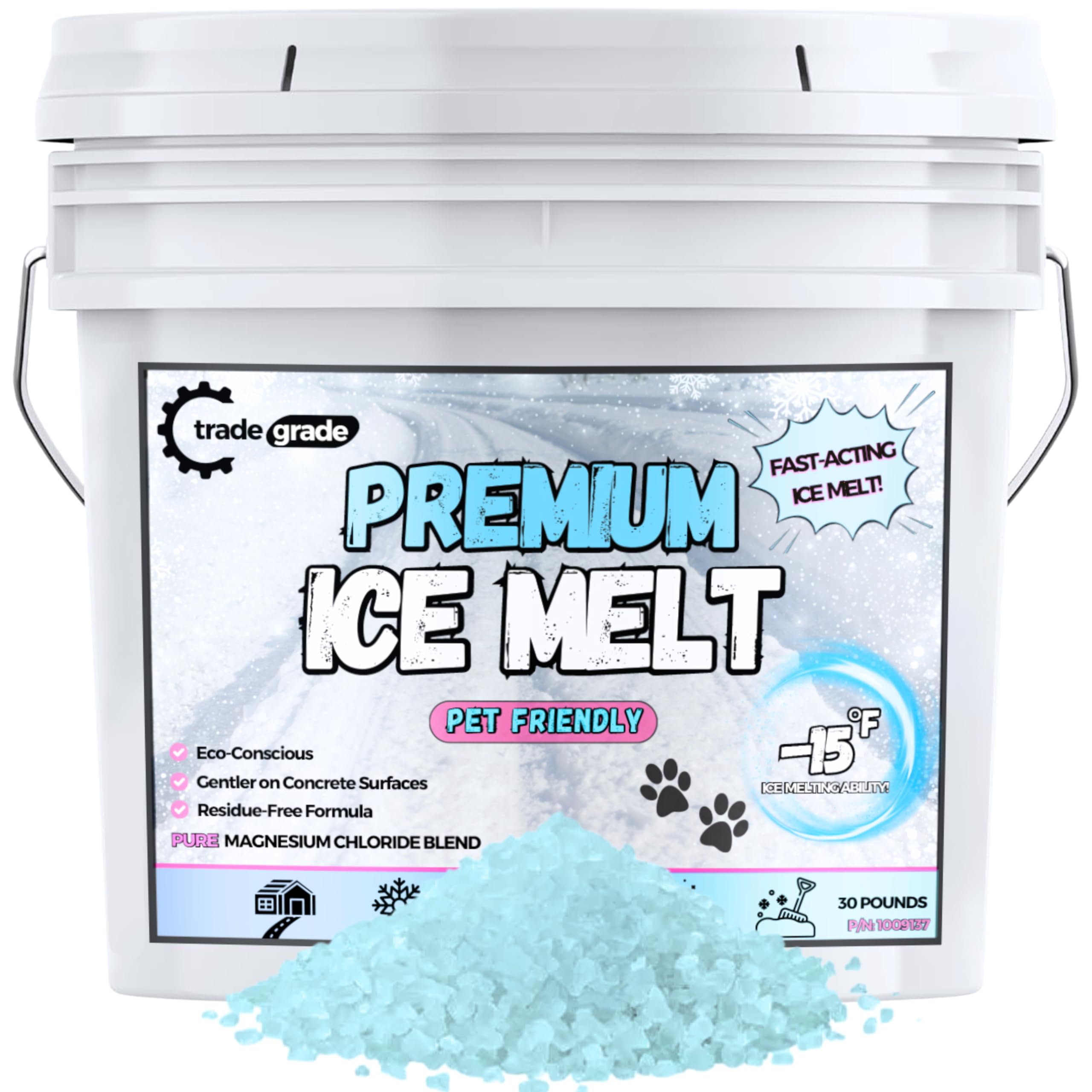 Trade Grade Pet-Friendly Ice Melt - Fast Acting Magnesium Chloride Formula, Safe