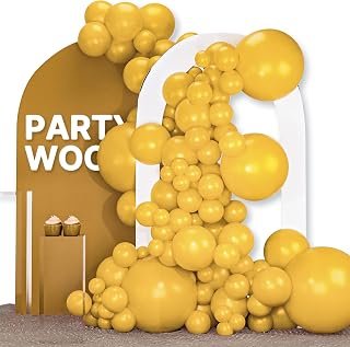PartyWoo Mustard Yellow Balloons 120pcs Different Sizes of 18 12 10 5 Inch | Balloons for Birthday Sunflower Little Cutie Thanksgiving Bridal Shower Party Decorations Yellow-F57