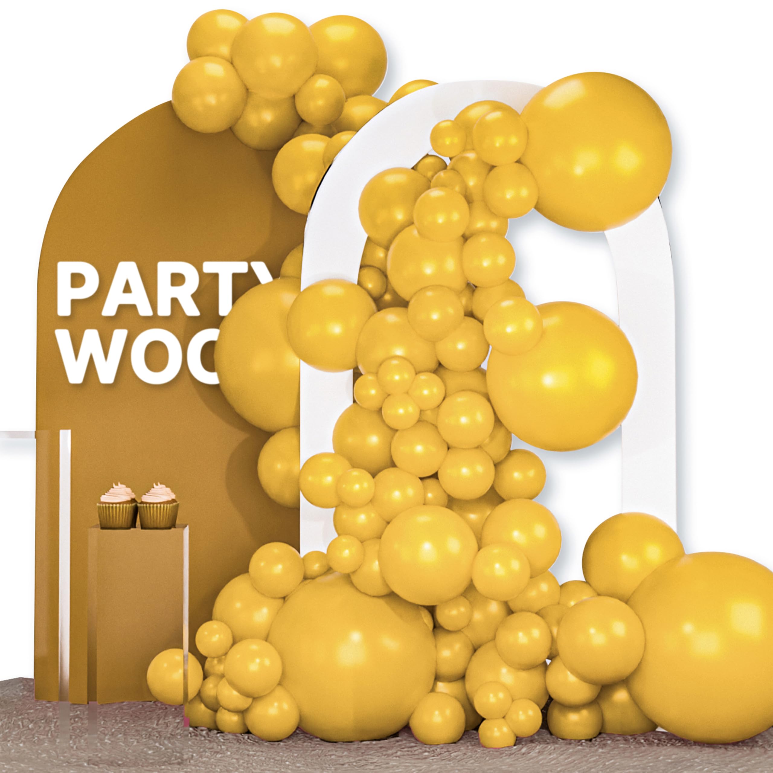 PartyWoo Mustard Yellow Balloons 120pcs Different Sizes of 18 12 10 5 Inch | Bal