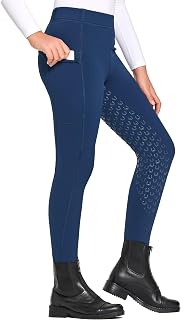 FitsT4 Sports Kids Winter Fleece Lined Riding Breeches Girls Riding Pants | Girls Silicone Full Seat Equestrian Pants Schooling Tights with 3 Pockets, Anti-Slip, Blet Loop, Warmth-Keeping