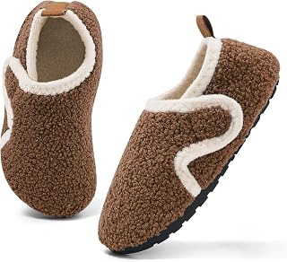 MK MATT KEELY Kids Slippers Boys Girls Cosy House Slippers Toddlers Non Slip Barefoot Slippers with Hook and Loop
