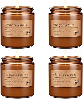 M&SENSE Scented Candles Gift Set | 4 Pack Soy Wax Candles for Home, Bathroom, Living Room | Non-Toxic Bougies Parfumées | Housewarming Gift for Women
