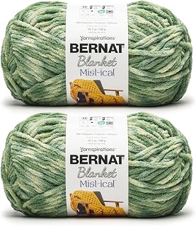 Bernat Blanket Mist-ical Crochet Soft Chenille Yarn, Fresh Green, 2-Pack | #6 Super Bulky Yarn, 100% Polyester, Soft Crochet Yarn for Blankets, Sweaters & Amigurumi, 220yds, 300g/10.5oz per skein