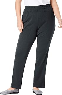 Woman Within 7-Day Straight-Leg Elastic-Waist Stretchy Knit Pant