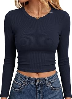 ANRABESS Crop Top Long Sleeve Shirts for Women