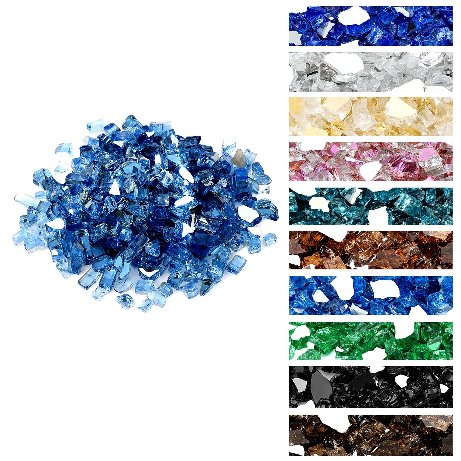 Onlyfire 10 lbs Fire Glass Rocks 1/4 Inch for Propane Fire Pit/Fireplace | High 