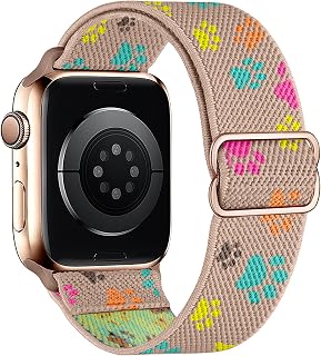 Paw Stretchy Bands Compatible with Apple Watch Band 40mm 41mm 38mm 46mm 44mm 45mm 42mm 49mm Women Men, Water-Resistant Solo Loop Elastic Sport Straps for iWatch Series 11 10 9 8 7 6 5 4 3 SE Ultra