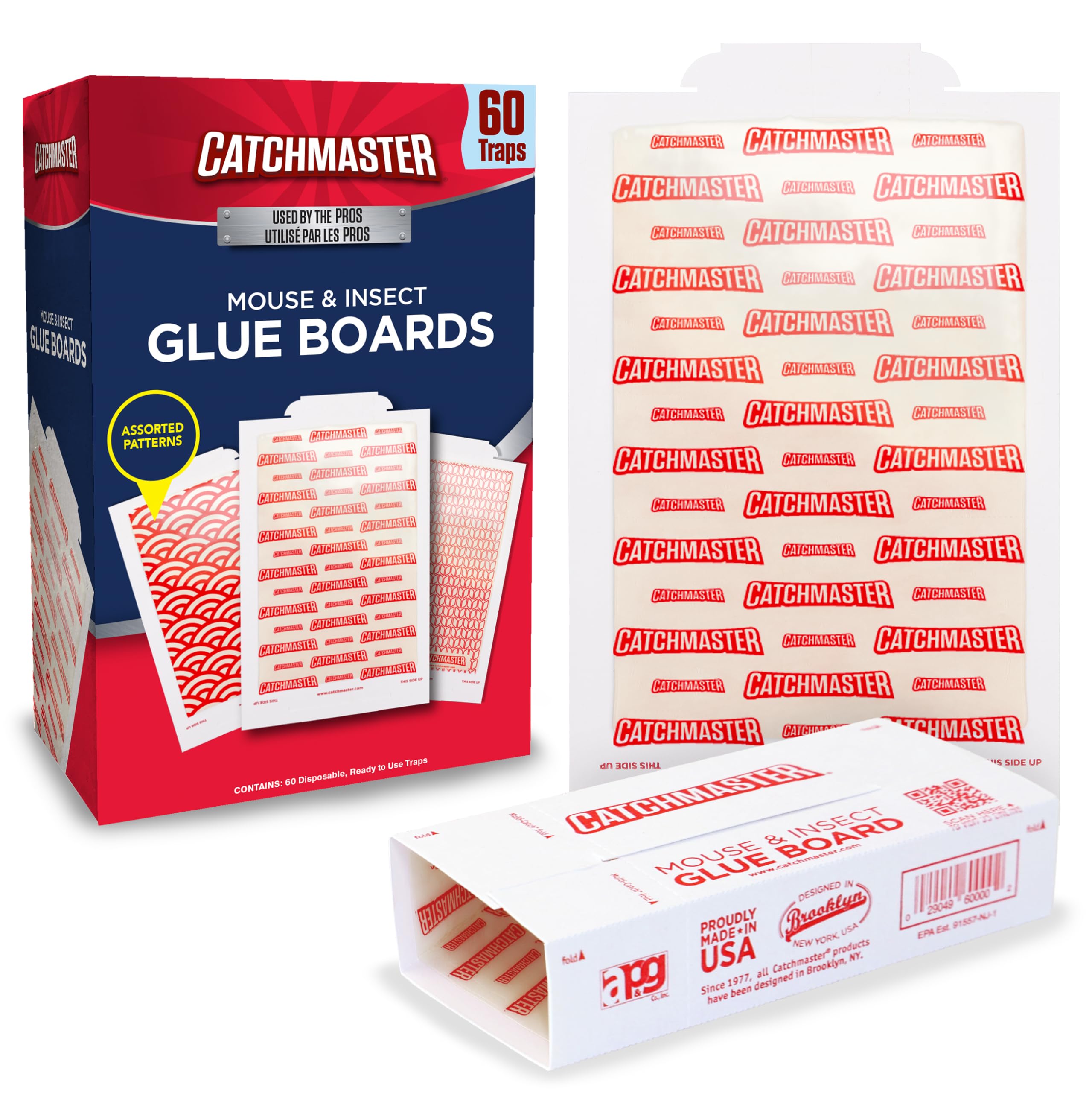 Catchmaster Extra Sticky Glue Traps 60pk, XL Glue Boards for Mice & Insects | 5.
