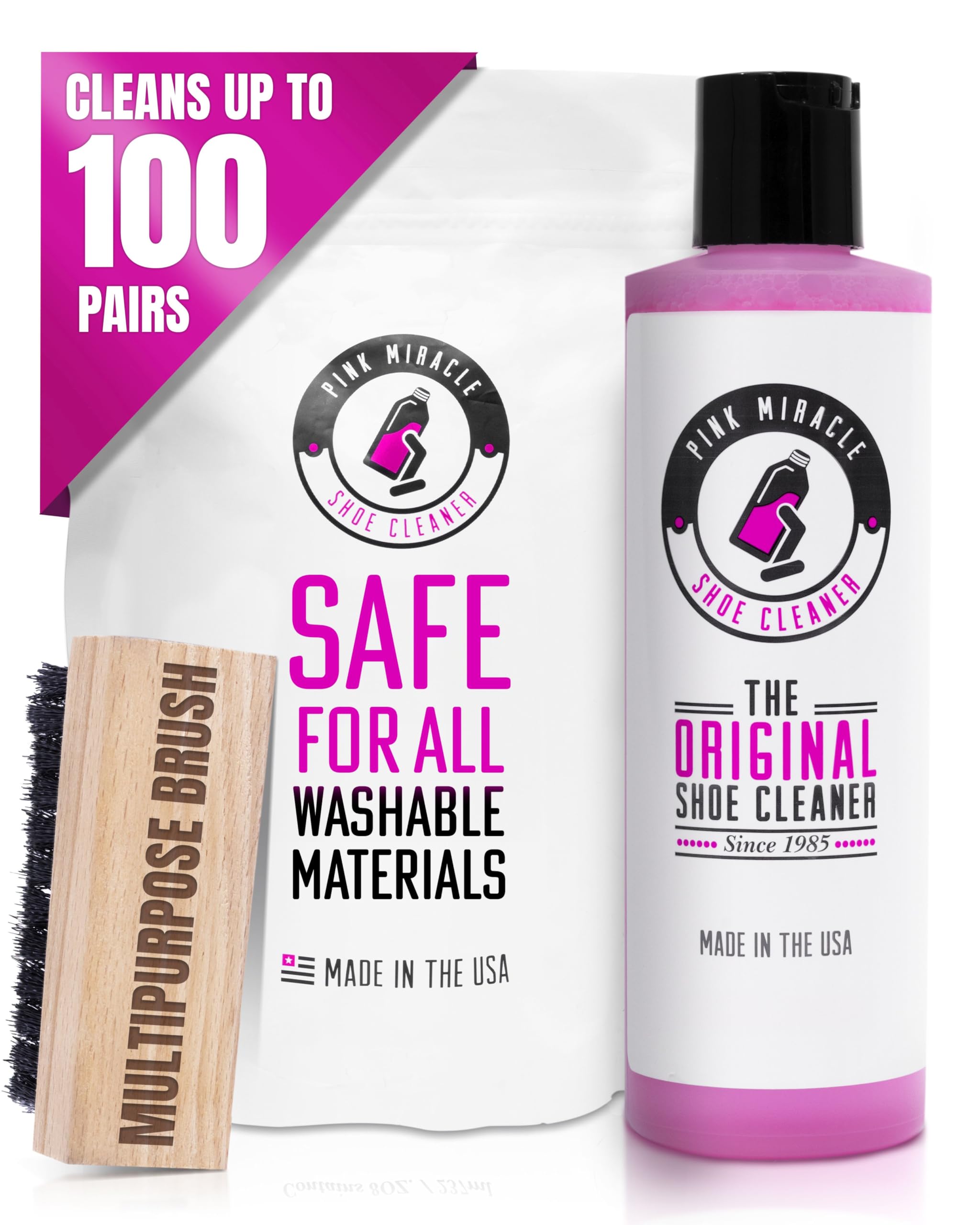 Shoe Cleaner Kit for Sneakers, Leather, Suede, Canvas & Washable Fabrics | Clean