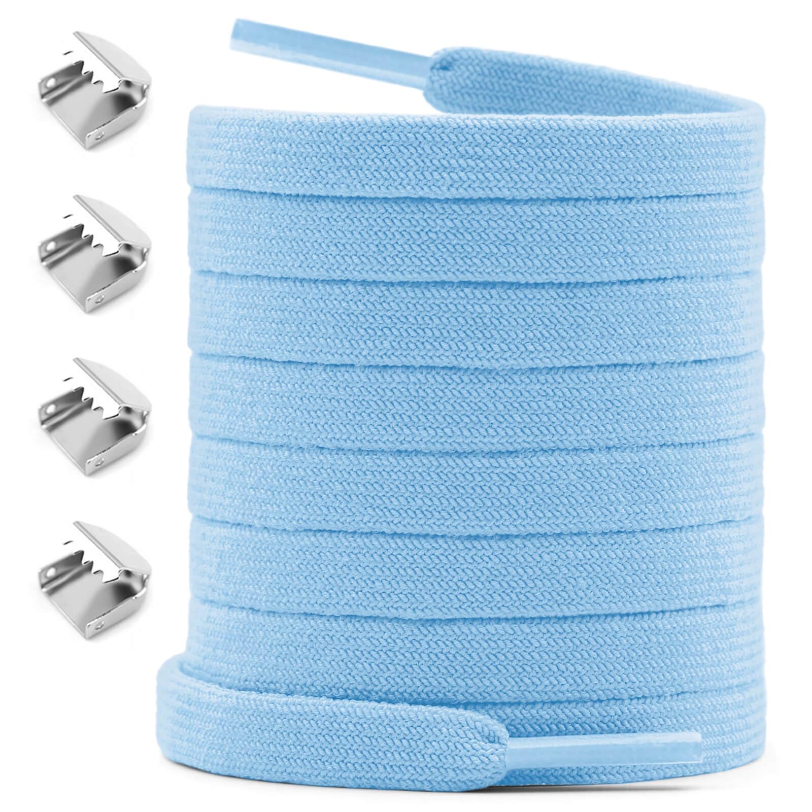 No Tie Elastic Shoelaces: Width 8mm Flat Elastic Shoelaces with Metal Buckle-1 P