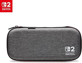 PowerA Slim Case for Nintendo Switch 2 - Dark Heather Grey, Officially Licensed, Protective Case, Holds 10 Game Cards, Padded Screen Protector, Built-in Play Stand