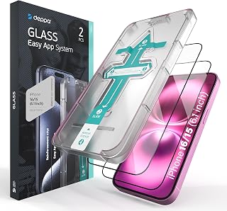 Deppa | 2 Pieces | Screen Protector for iPhone 16, iPhone 15 (6.1") | Ultra Tough Tempered Glass with Easy Installation Kit | Full Coverage, Bubble Free
