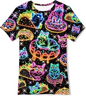 SFreeBo Boys T Shirts 3D Printed Funny Kids Tshirt Summer Short Sleeves Boys T-Shirts Crewneck Casual Tops Home School Daily Party for Childrens 6-14 Years