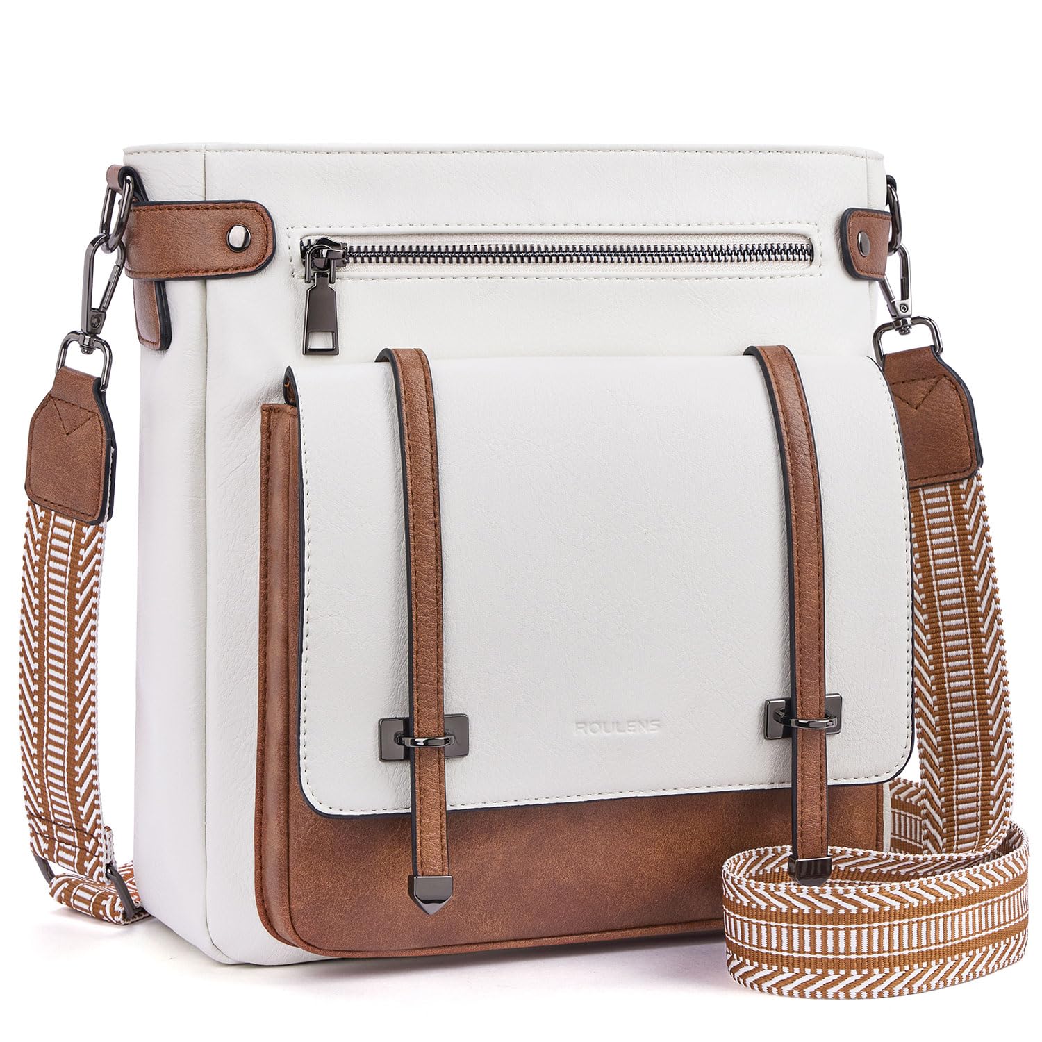 Roulens Crossbody Bags for Women,Multi Pocket Crossbody Purses Vegan Leather Sho